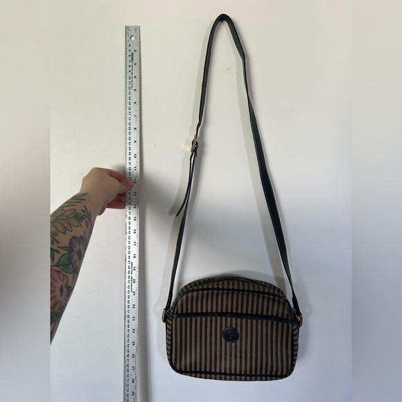 Vintage Fendi Crossbody Bag Striped canvas with leather crossbody strap - Picture 3 of 16
